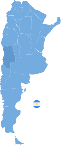 Mapa da Argentina que indicando a cidade de Mendoza