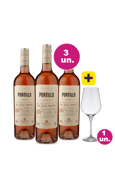 Kit 3 - Portillo Malbec Rosé + Taça de Cristal 650 ml Grátis - Oferta Insana