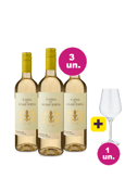 Kit 3 por 99 - Vinho Branco Chileno + Taça Cristal Grátis