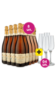 Kit 12  - 8 Espumantes Maraví Brut + 4 Taças Cristal Espumante Grátis