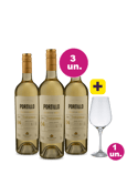 Kit 3 - Portillo Chardonnay + Taça de Cristal 650 ml Grátis - Oferta Insana