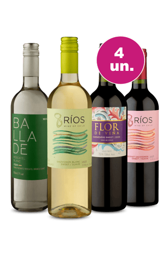 Kit 4 por R$29,90 por Garrafa - Paladar Suave, Vinhos Doces