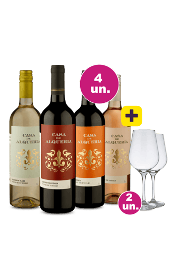 Kit 4 - Lançamento Casa de Alquería Degustação + 2 Taças Cristal Grátis