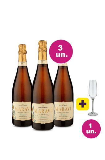 Kit 3 - Lançamento Espumante Maraví Brut + Taça Cristal Espumante Grátis