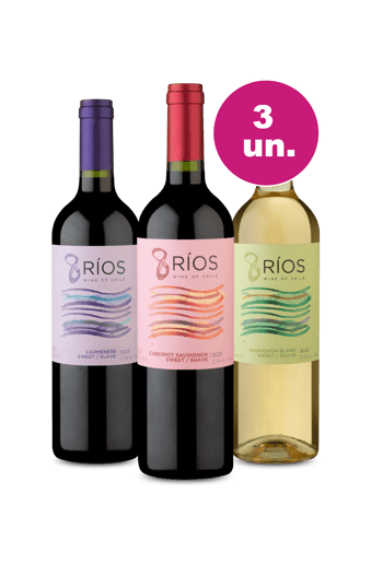 Kit 3 - 8 Ríos Sauvignon Blanc Suave - Lançamento