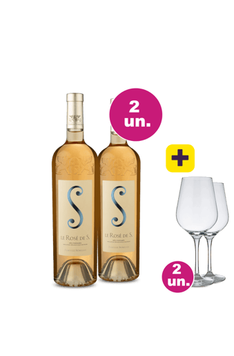 Kit 2 - Le Rosé + 2 Taças Cristal Grátis