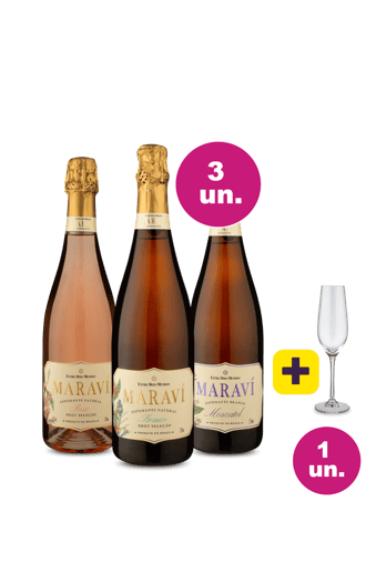 Kit 3 - Lançamento Espumante Maraví Degustação + Taça Cristal Espumante Grátis