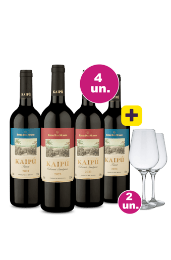 Kit 4 - Lançamento Kaipú Tintos + 2 Taças Cristal Grátis