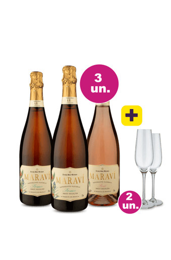 Kit 3 -  Lançamento Espumante Maraví Mesclados + 2 Taças Cristal Grátis