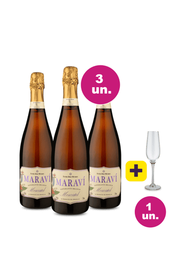 Kit 3 - Lançamento Espumante Maraví Moscatel + Taça Cristal Espumante Grátis