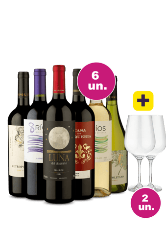 Kit 6 - Lançamentos Degustação + 2 Taças Cristal 765 mL Grátis - Oferta Insana