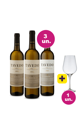 Kit 3 - Lançamento Tavedo D.O.C. Douro Branco + Taça Cristal Grátis