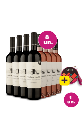 Kit 8 - Esteban Martín Tinto e Rosé + Caixa de Som Bluetooth Wine Grátis