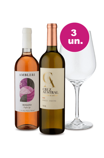 Kit 3 - Gole Rosé e Taça de Cristal