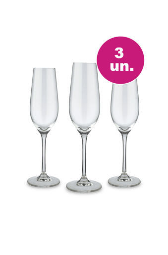 Kit 3 por 99 - Taça De Cristal Espumante Phoenix 244 mL - Oferta Insana