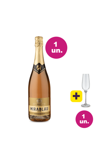 Kit 2 - Espumante Mirablau Rosé Brut e Taça Cristal Espumante