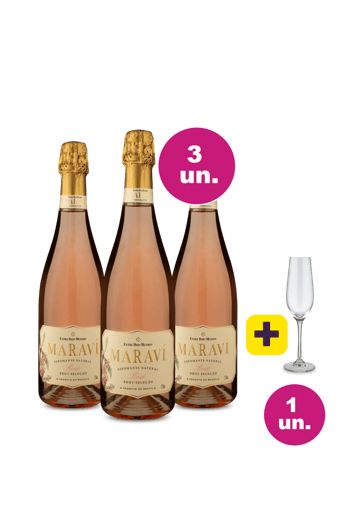 Kit 3 - Lançamento Espumante Maraví Rosé + Taça Cristal Espumante Grátis