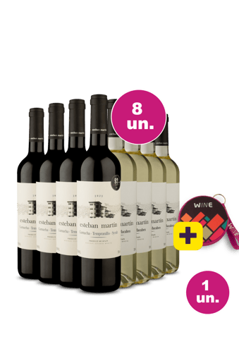 Kit 8 - Esteban Martín Tinto e Branco + Caixa de Som Bluetooth Wine Grátis