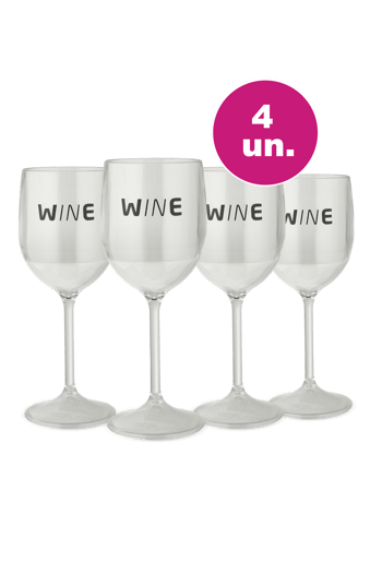 Kit 4 - Taça Acrílico Vinho Wine