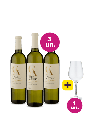 Kit 3 por 99 - Vinho Branco Argentino + Taça Cristal Grátis