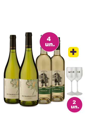 Kit 4 - Vinho Branco + 2 Taças Grátis