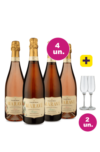 Kit 4 - Lançamento Espumante Maraví + 2 Taças Cristal Espumante Grátis