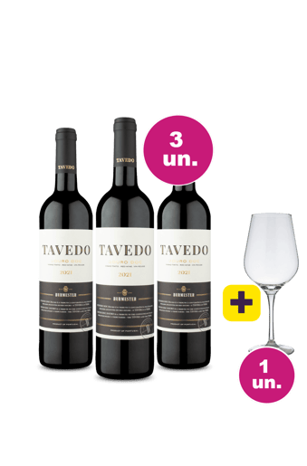 Kit 3 - Lançamento Tavedo D.O.C. Douro Tinto + Taça Cristal Grátis