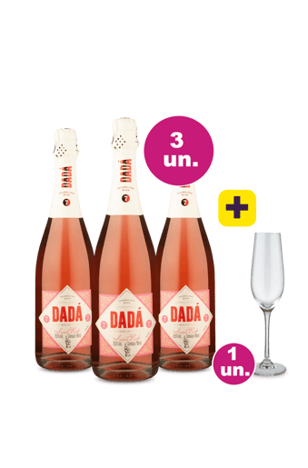 Kit 3 - Espumante Dadá Pink + Taça Cristal Espumante Grátis