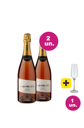 Kit 2 - Espumante Lar De Plata D.O. Cava Rosé + Taça Cristal Espumante Grátis