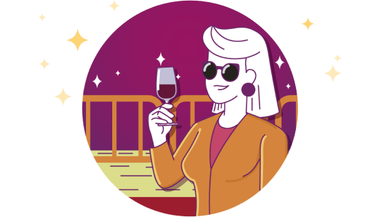 Ilustração de uma pessoa tomando vinho